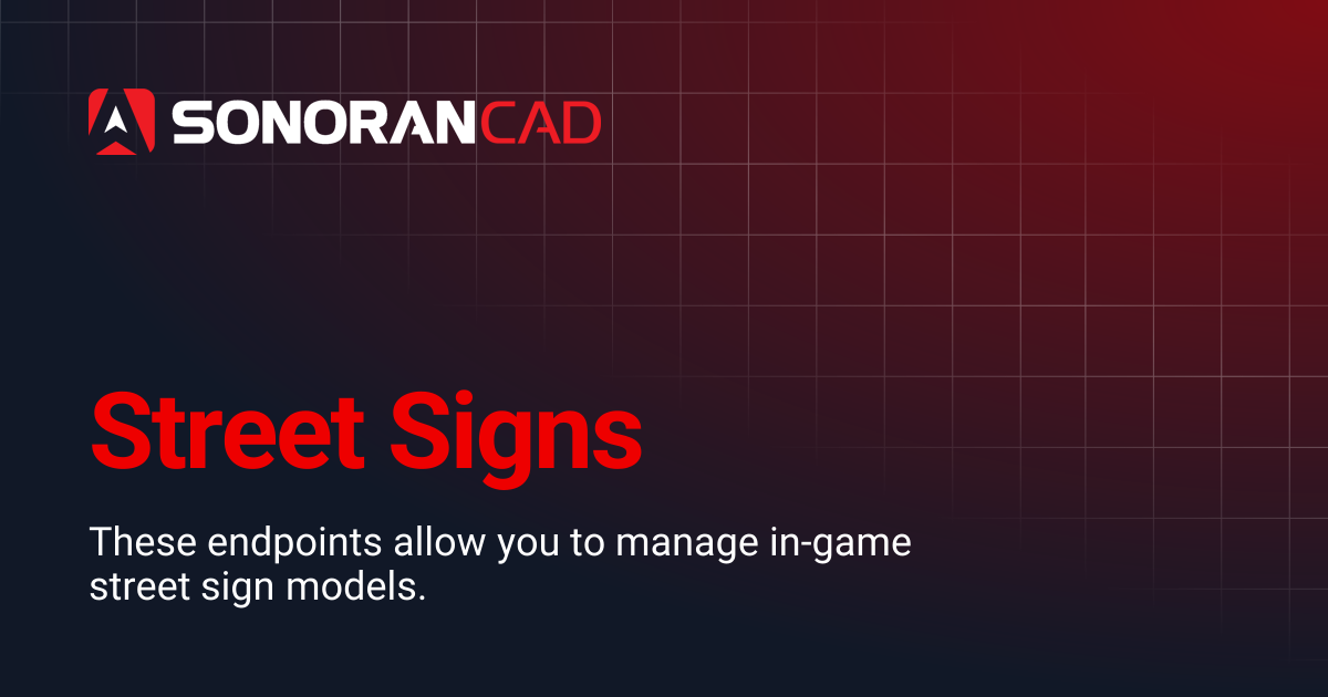 Street Signs | CAD | Sonoran Software Documentation