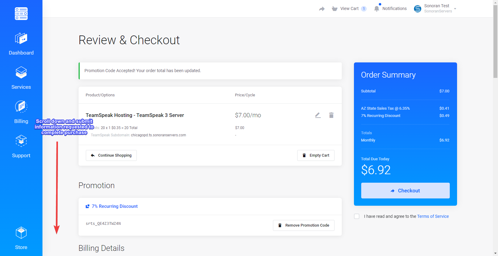 Complete Checkout Example