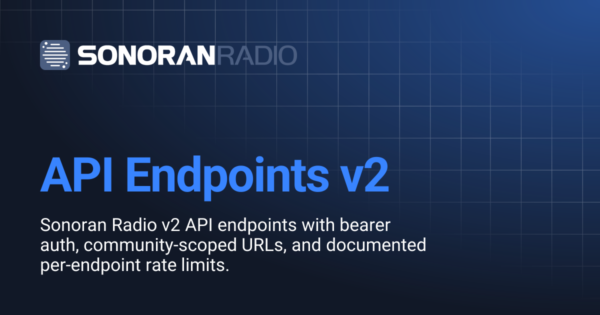 API Endpoints v2 | Radio | Sonoran Software Documentation