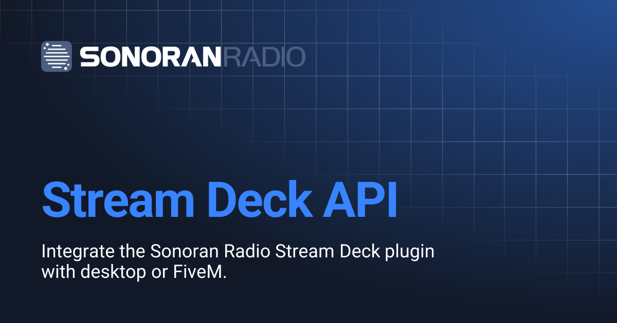 Stream Deck API | Radio | Sonoran Software Documentation