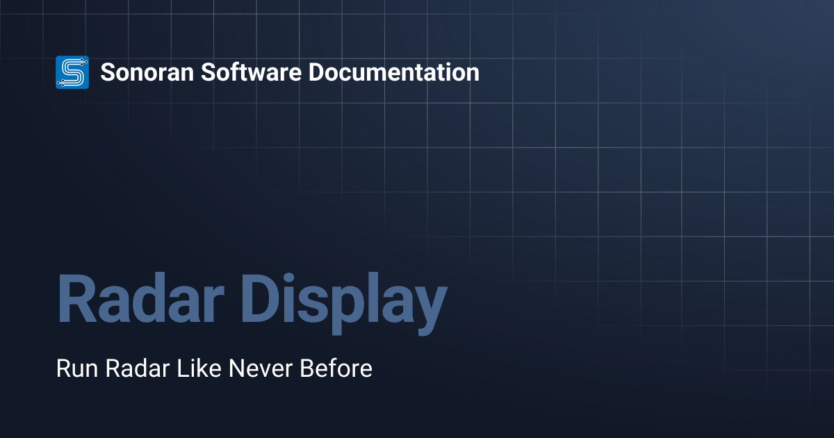 Radar Display | Store | Sonoran Software Documentation