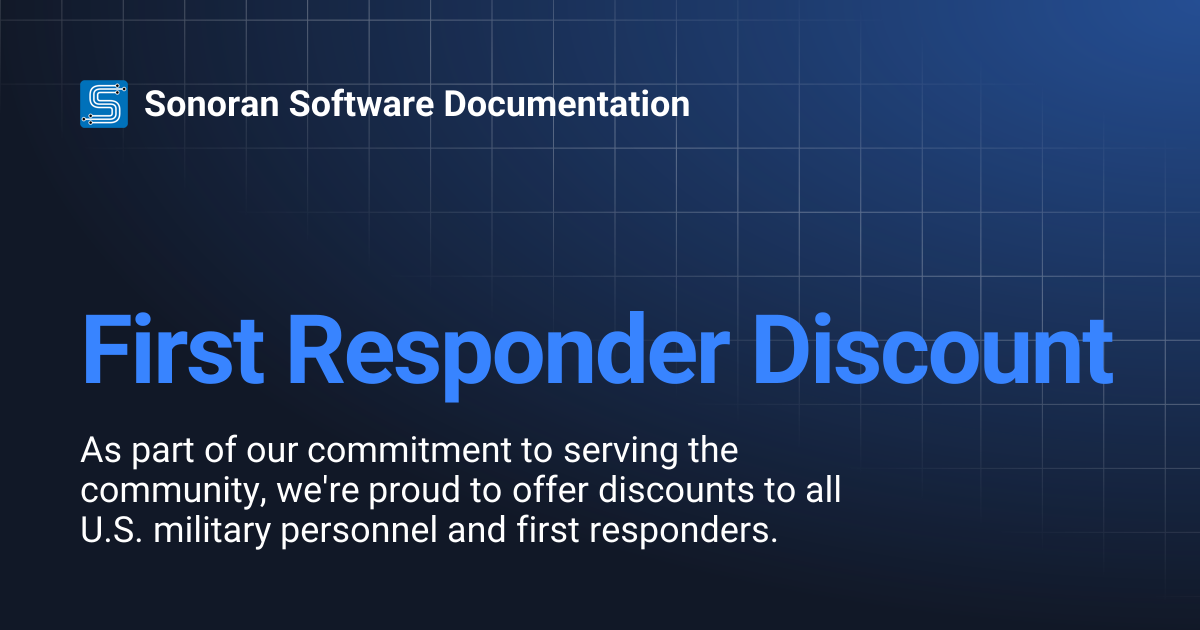 First Responder Discount | Sonoran Software Documentation